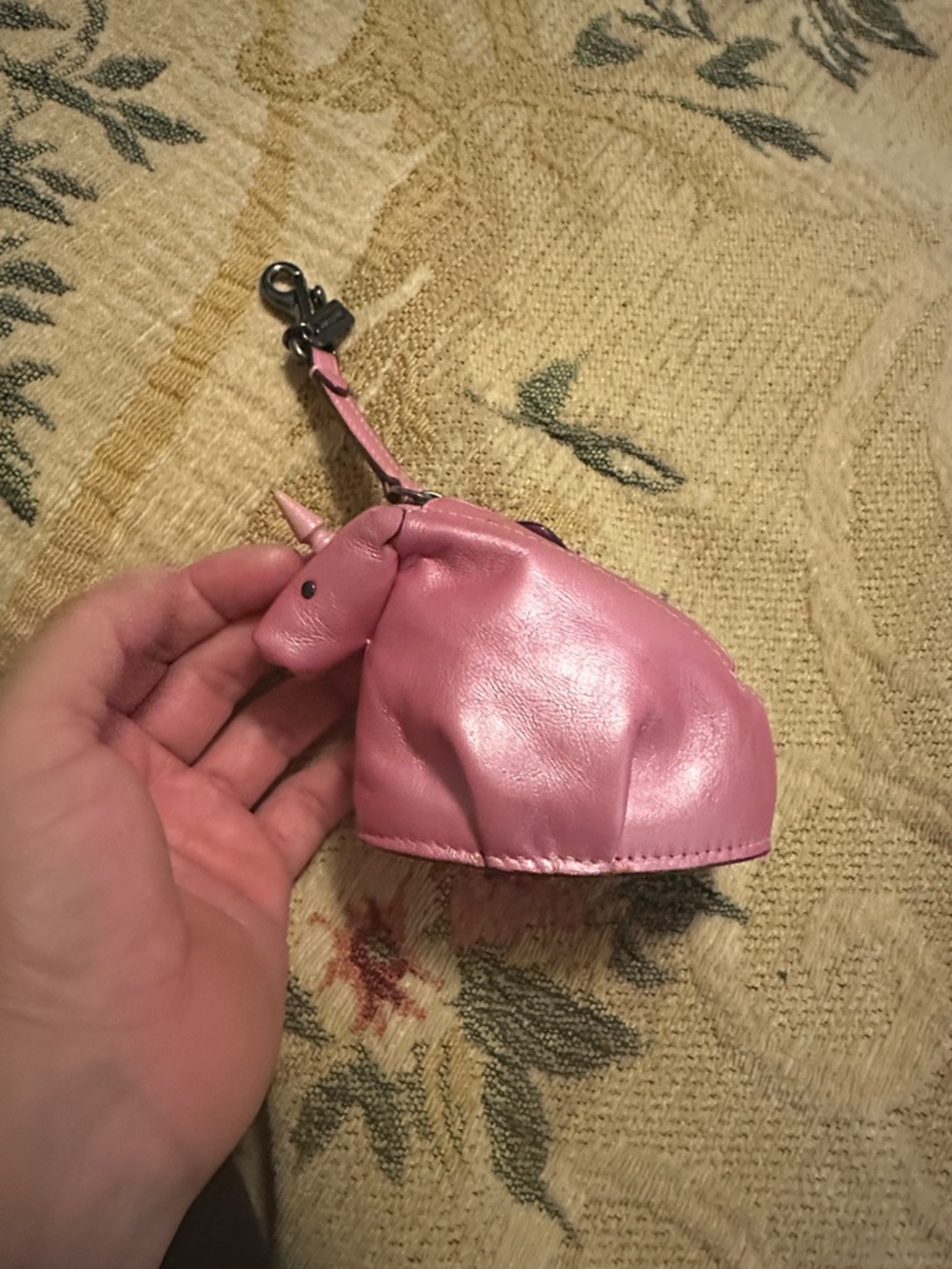 Coach Pink Unicorn Cosmetic Pouch Keychain